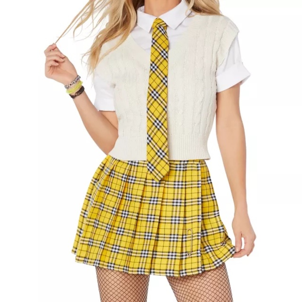 Spirit Halloween Yellow and Black Plaid Mini Skirt | Women’s Size SM / MD